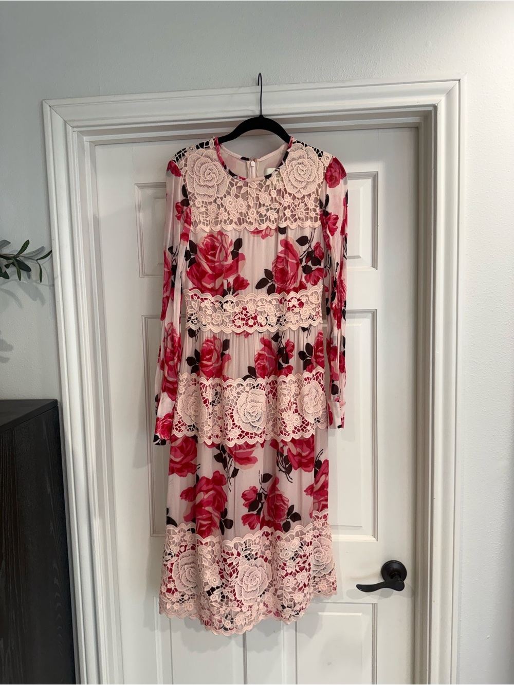 Kate Spade Rosa Long Sleeve Floral Lace-Trim Dress